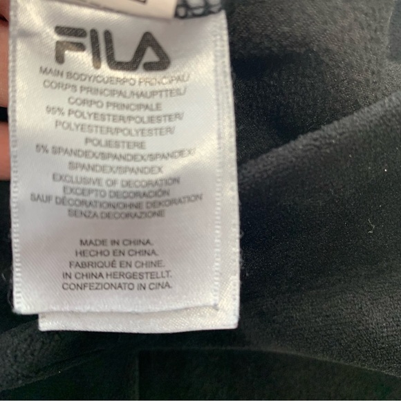 Fila Black Velour Pull On Leggings Woman  Medium Logo Leisure Activewear Travel - Picture 6 of 9